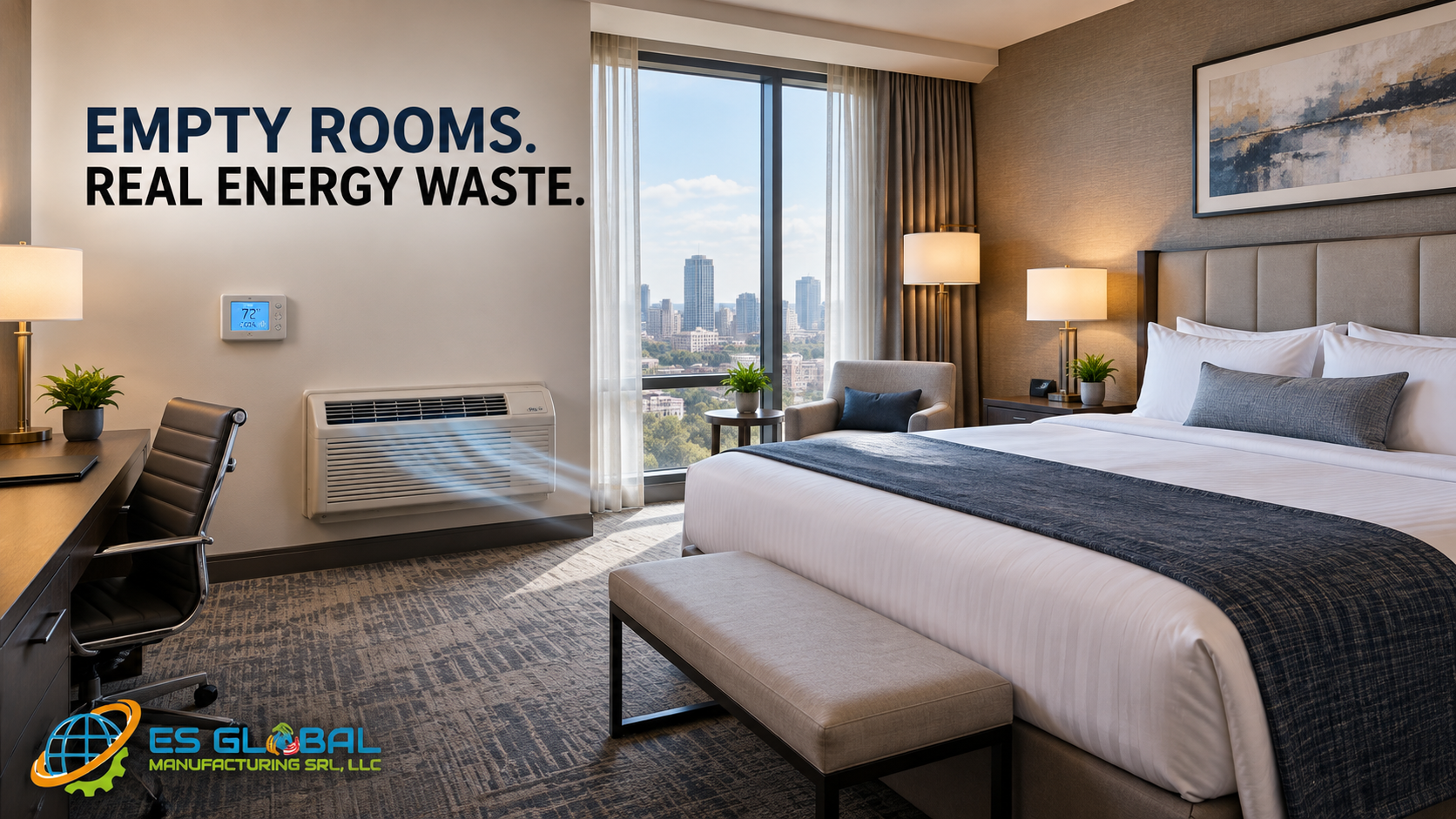 Empty hotel room HVAC energy waste and energy consumption